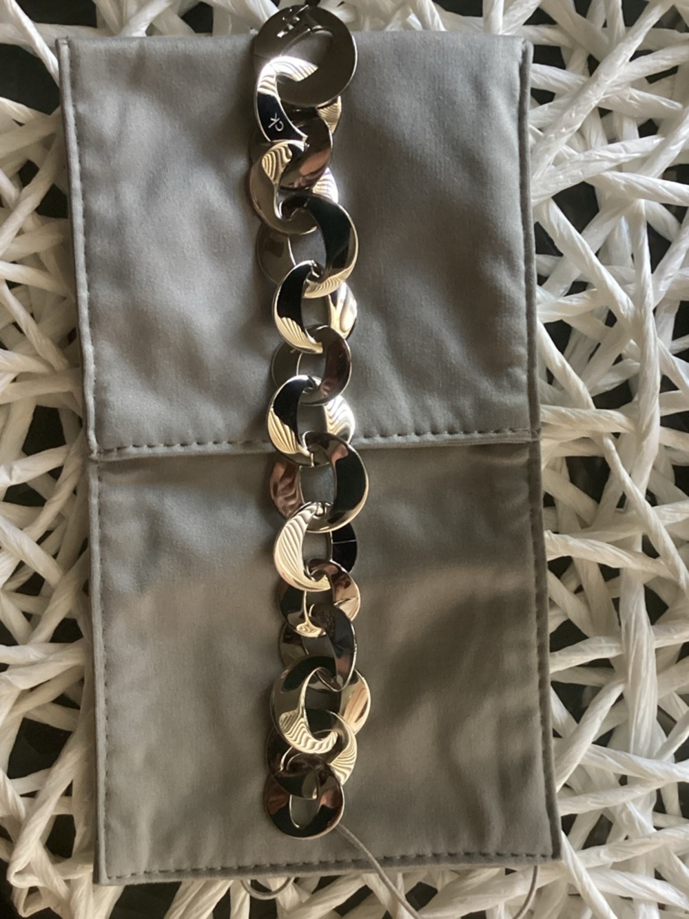 Polished Silver Toned Linked Bracelet by Calvin Klein.